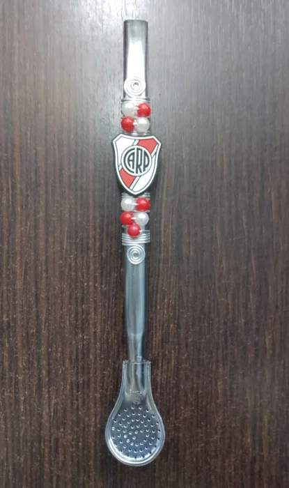 Bombilla de River Acero Decorada