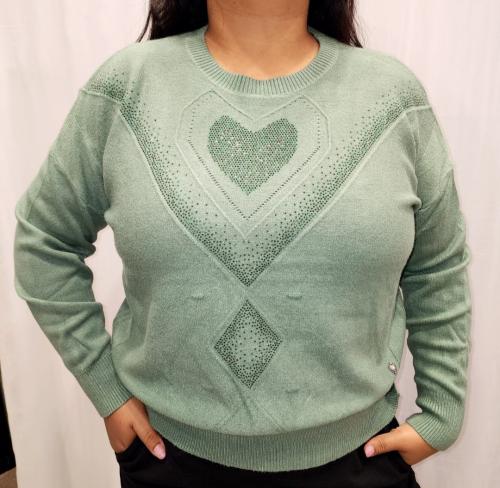 Sweater con Brillos en Forma de Corazón Importado