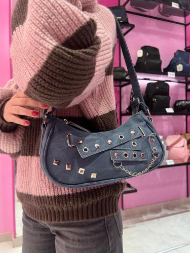 Cartera Mini Bag Baguette Jeans Cierre Metal - Miniatura 2