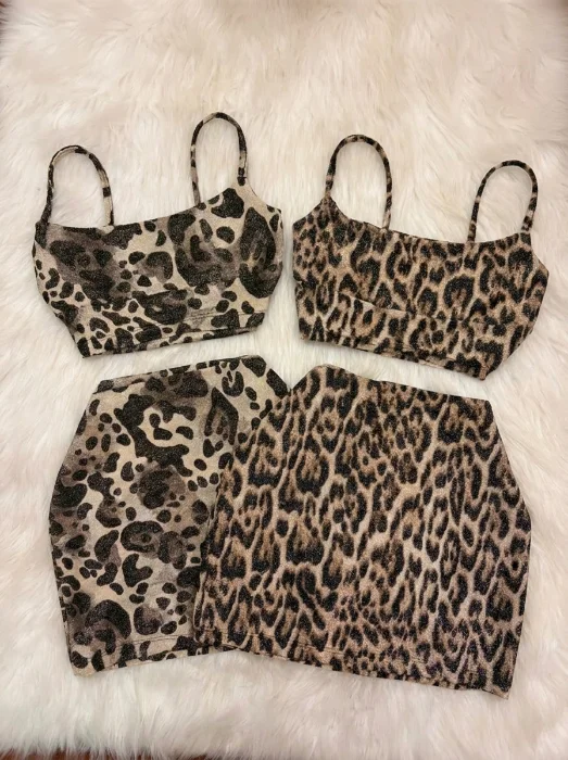 Conjunto Top y Pollera Animal Print