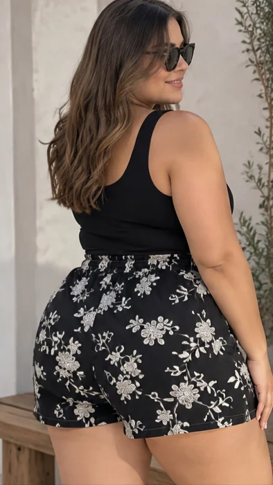 Short Lino Verano Bordado Talle Especial