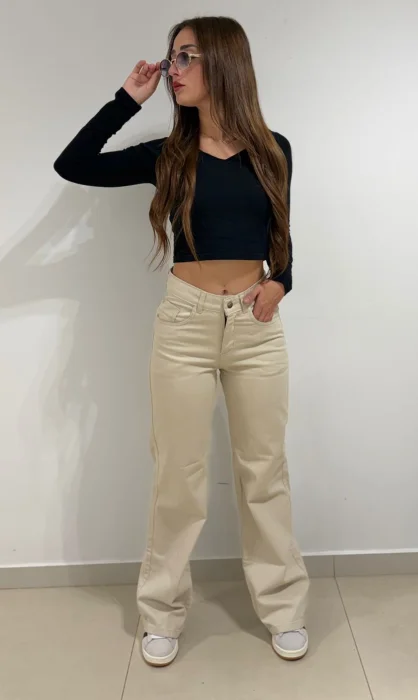 Wide Leg Beige Claro