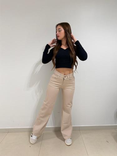 Wide Leg Beige Oscuro