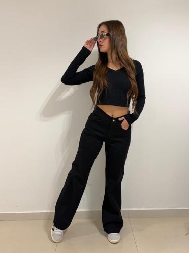 Wide Leg Negro Espigado