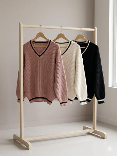 Sweter Cuello V Manga Globo - Miniatura 2