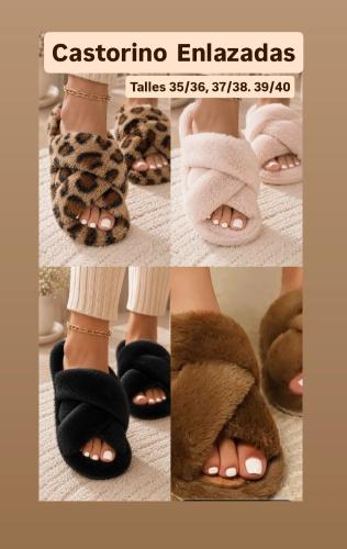 Pantuflas Enlazadas & Castorino / Pelo Conejo , Calientitas - Miniatura 5