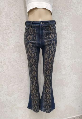 Pantalon Reptil Flare Azul Tiro Medio Comfort