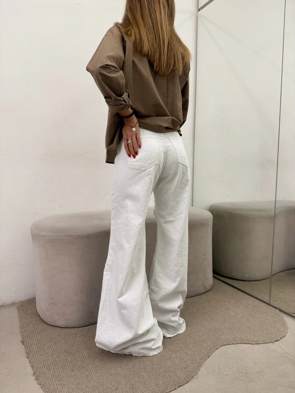 Mega Wide Color Blanco con Roturas Denim Rigido Premium - Imagen 2