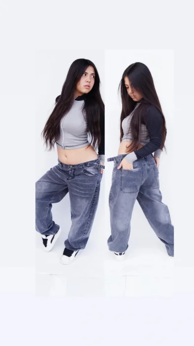 Baggy Gris Nevado Hebilla Teens