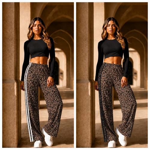 Pantalon Palazo Deportivo Darlon Animal Print Tiras Negras o Blancas - Miniatura 3