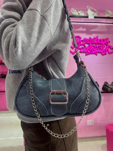 Cartera Mini Bag Jeans Baguette Cierre Metal - Miniatura 2