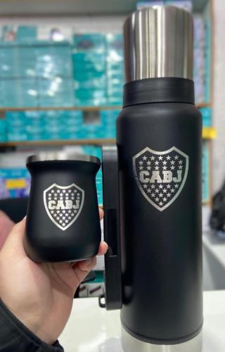 Kit Termo 1.3 mas Mate 160ml Grabado Boca-river