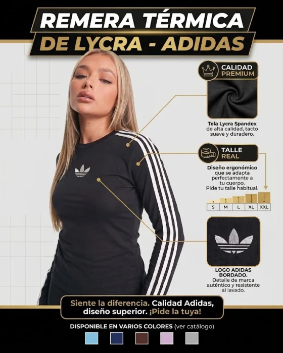 Remera Adi Lycra Termica Bordada Premium