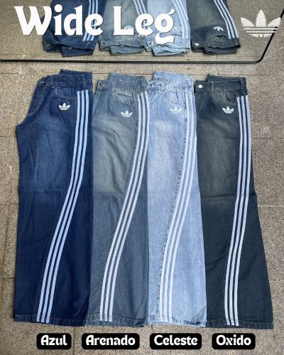 Jean Adidas Wide Leg 3 Lineas