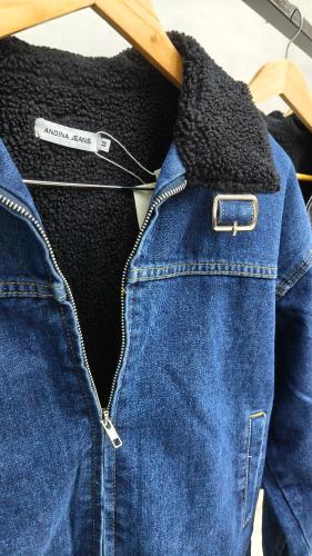 Campera Jean C/corderito Negro