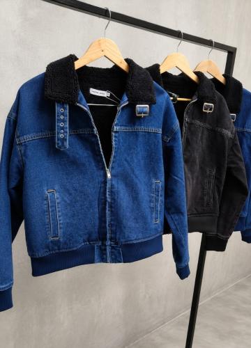 Campera Jean C/corderito Negro - Miniatura 2