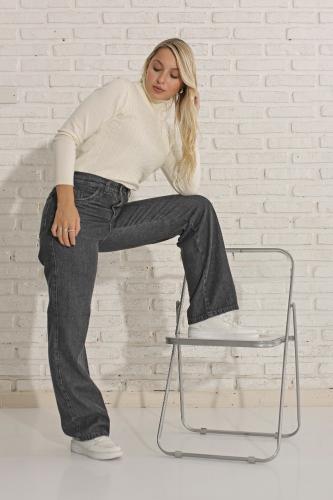 Wide Leg Gris Dark, Tiro Alto - Miniatura 4