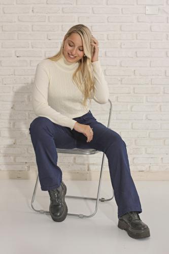 Oxford Azul Escolar! Elastizado Tiro Alto - Miniatura 2