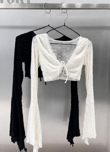 Top Remera Manga Larga de Encaje - Miniatura 2