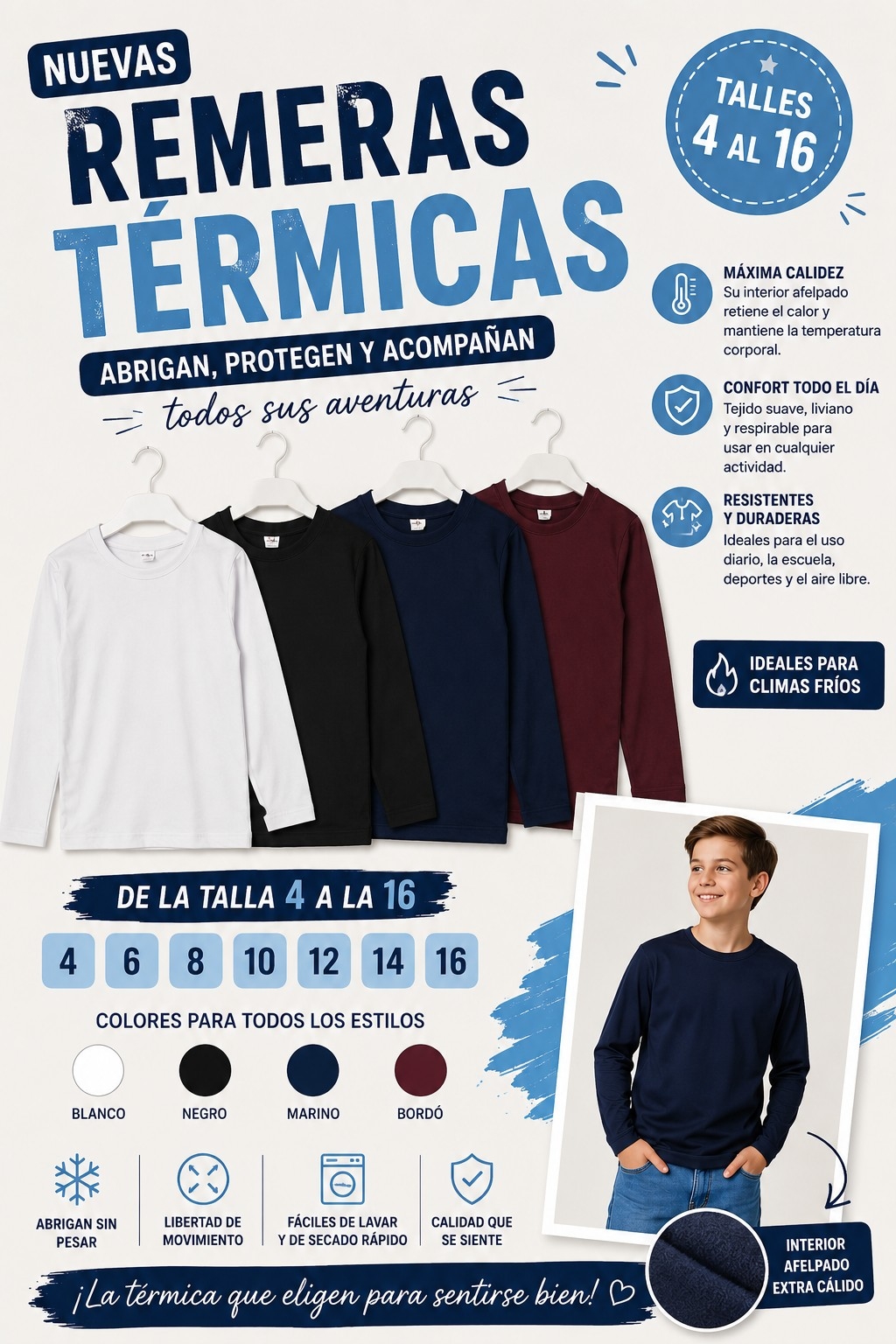 Remeras Térmicas para Nenes del Talla 4 al 16 - Imagen 1