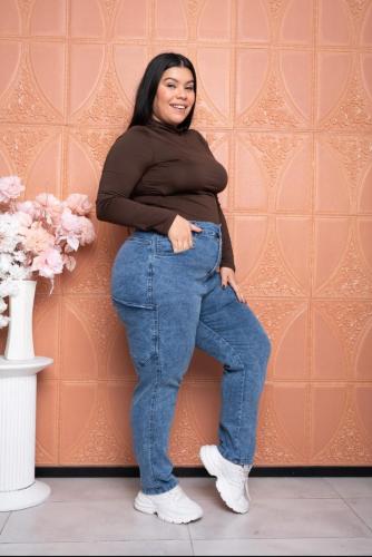 Jeans Mom Azul Arenado - Miniatura 1