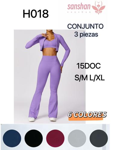 Conjunto H018 Sanshan de 3 Piezas, Lleva Campera Corta, Top y Calza Oxford. - Miniatura 1
