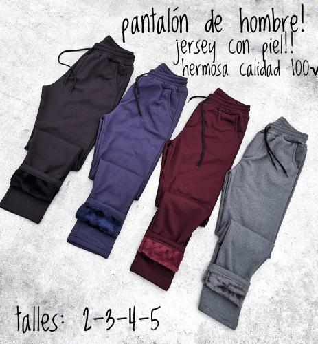Pantalón Hombre Jersey con Piel - Miniatura 2