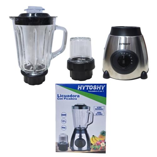 Licuadora Hytoshy Vaso Vidrio 1.5ml Acero Inoxidable y Picadora (hy-y66) - Miniatura 1