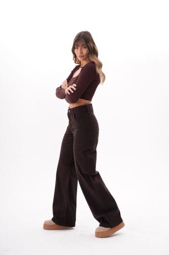 Wide Leg Elastizado Choco - Miniatura 2