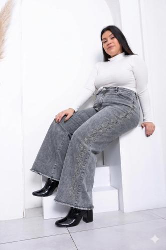 Wide Leg Grus Nevado con Strass