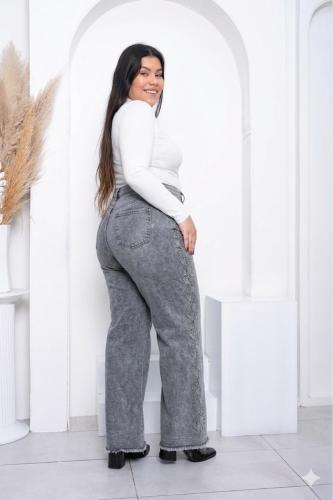 Wide Leg Grus Nevado con Strass - Miniatura 2