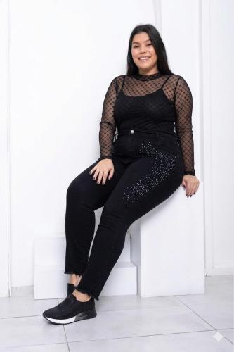Jeans Black Elastizado con Stras