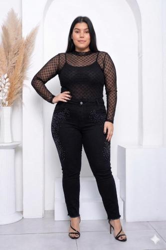 Jeans Black Elastizado con Stras - Miniatura 2