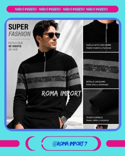 Sweater Importado Chenille con Cierre para Hombre.