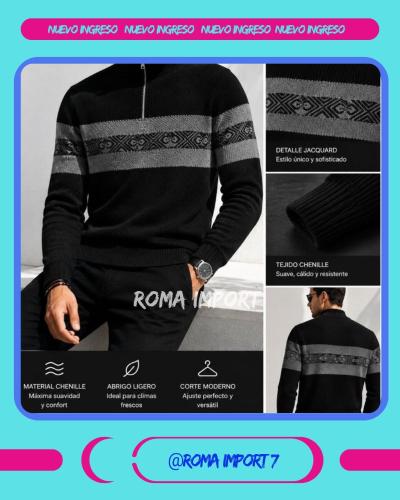 Sweater Importado Chenille con Cierre para Hombre. - Miniatura 2