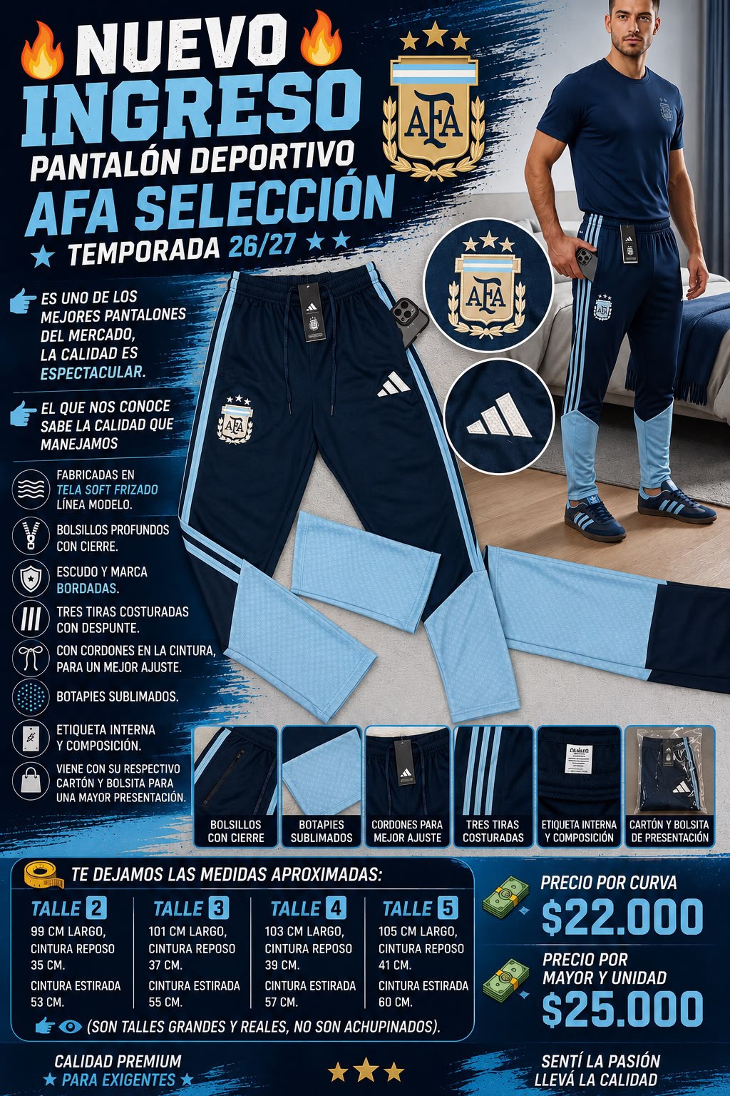 Pantalón Deportivo,afa  , Temporada 2026. - Imagen 4