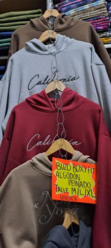 Buzos Boxy Fit Unisex Algodon Peinado Bordado California - Miniatura 2
