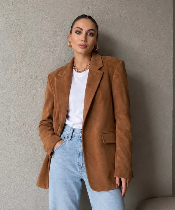 Blazer Largo  Gamuzado Terra