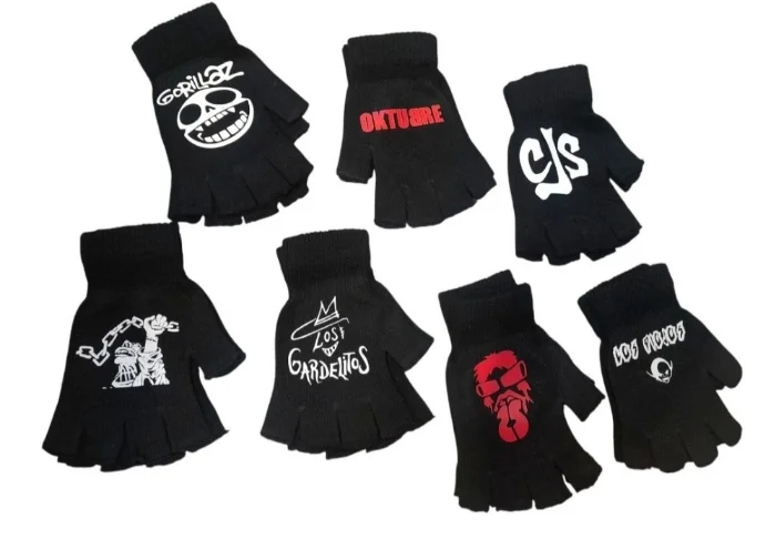 Guantes Dedos Cortados Bandas de Rock