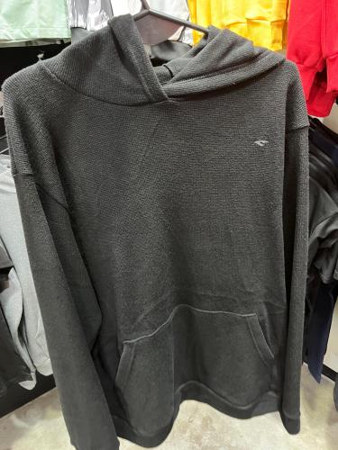 Buzo Sweater Negro/gris con Capucha y Bolsillo