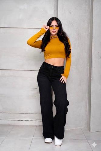 Jeans Wide Leg Elastizado