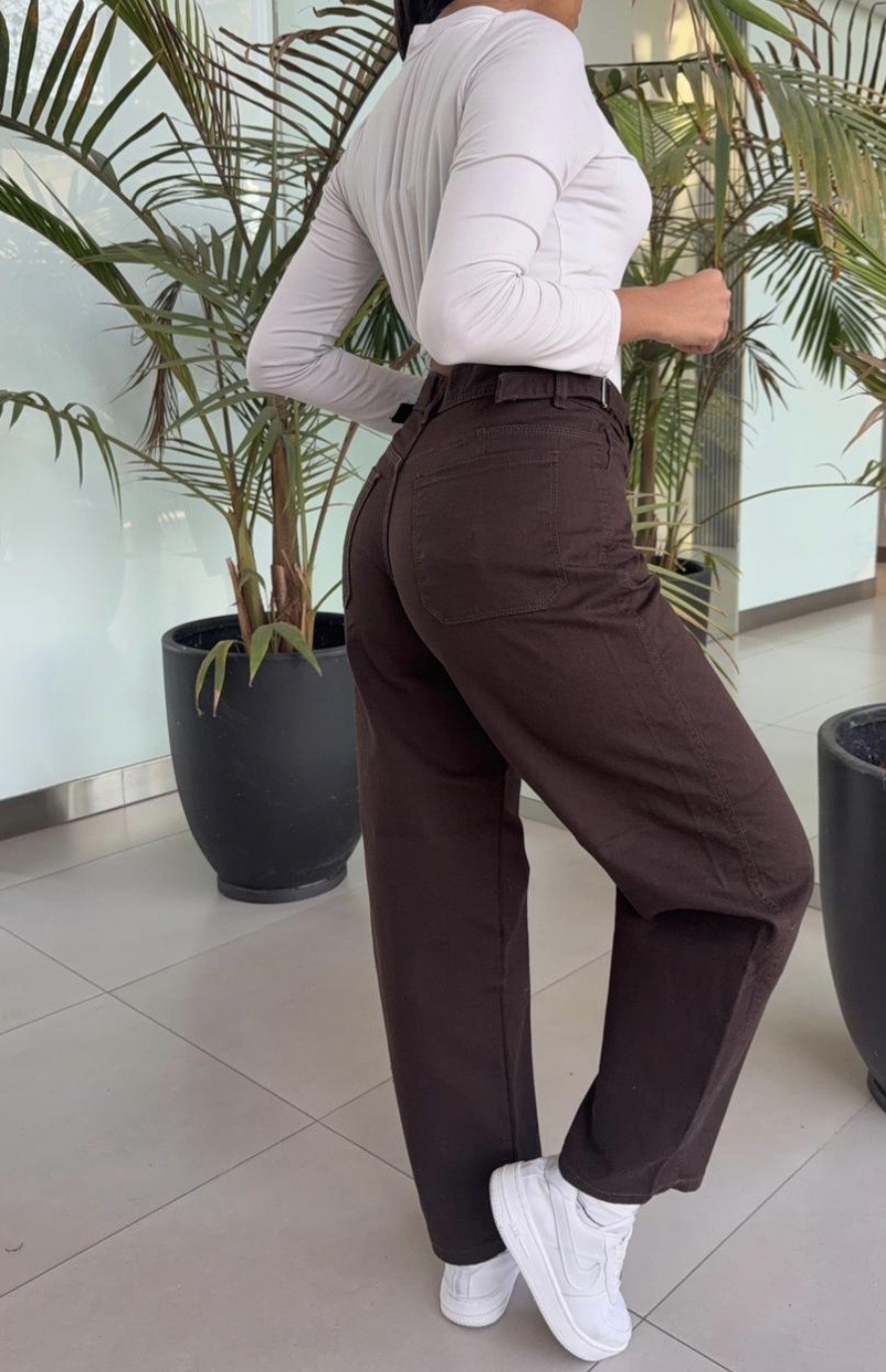 Jeans Baggy con Regulador Chocolate Intenso - Imagen 2