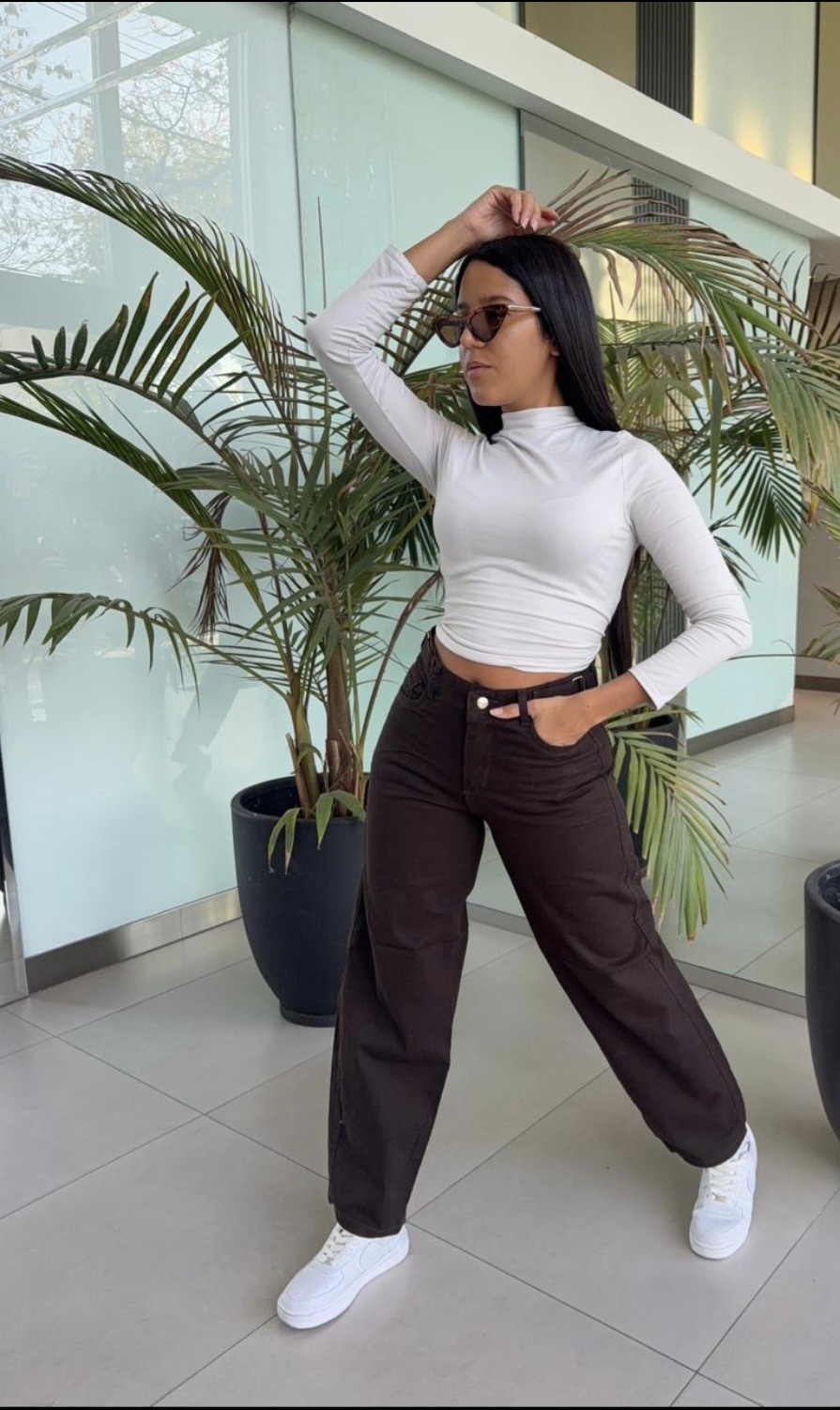 Jeans Baggy con Regulador Chocolate Intenso - Imagen 3