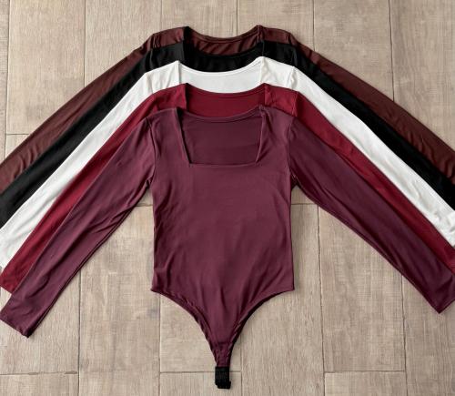 Body Manga Larga Cuello Cuadrado Modal Soft