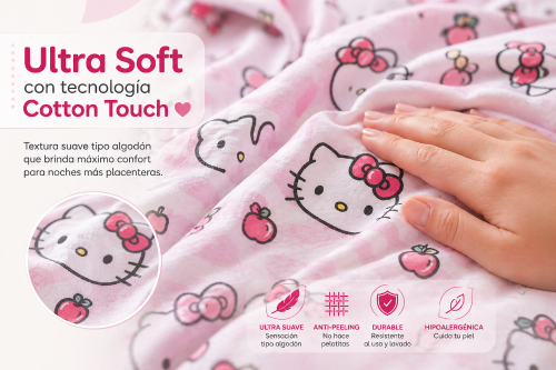 Juego de Sábanas 2 1/2 Hello Kitty Suavidad Cotton Touch - Licencia Oficial Sanrio - Miniatura 2