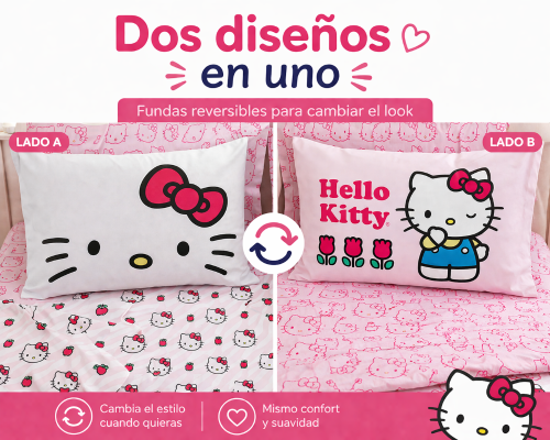 Juego de Sábanas 2 1/2 Hello Kitty Suavidad Cotton Touch - Licencia Oficial Sanrio - Miniatura 4