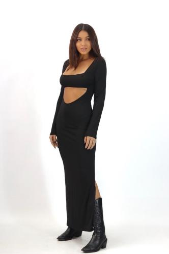 Vestido Largo Modal con Tajo y Abertura