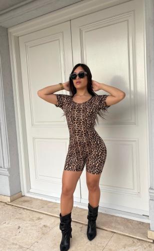 Catsuit Corto Animal Print  con Frunce
