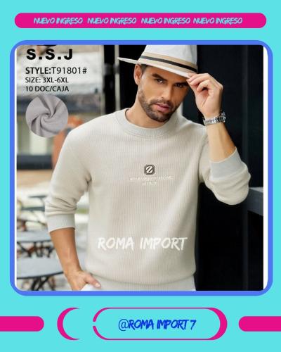 Sweater  Ssj Frizado Importado para Hombre. Talle Especial.