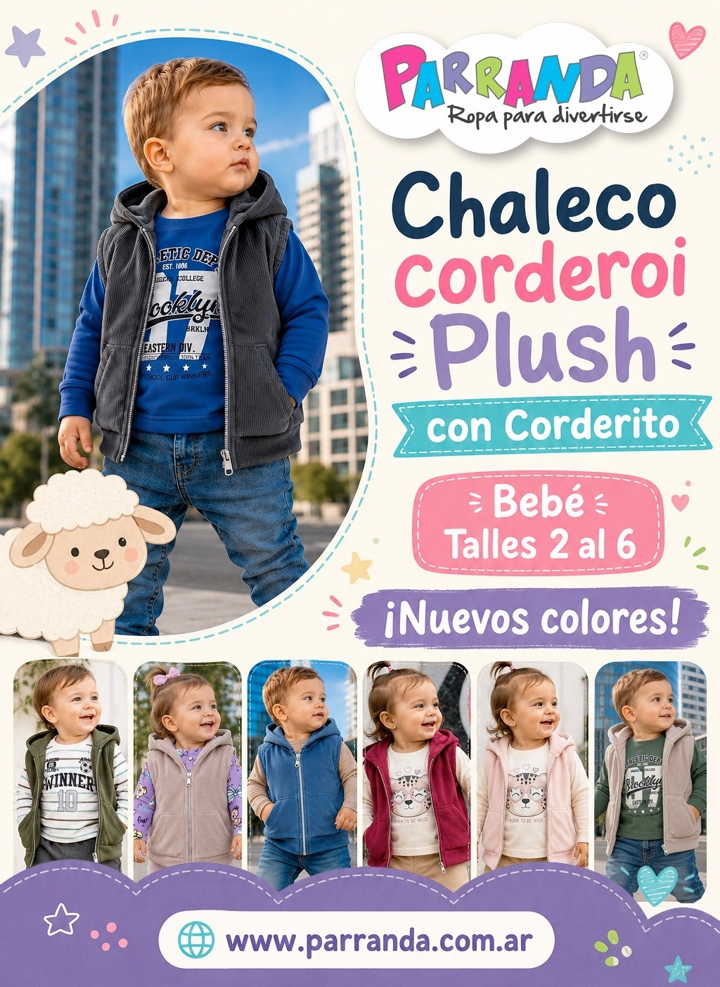 Chalecos Bebe Corderoi Plush con Corderito - Imagen 1